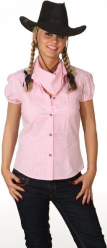 Bluse rosa-weiß klein kariert - 1