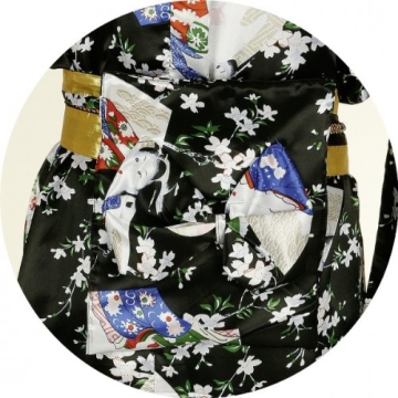 Japanerin-Kostüm: Kimono, Satin, schwarz, Einheitsgröße - 2