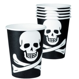 Trinkbecher: Pappbecher, Totenkopf-Motiv, 250 ml, 8er-Pack - 1